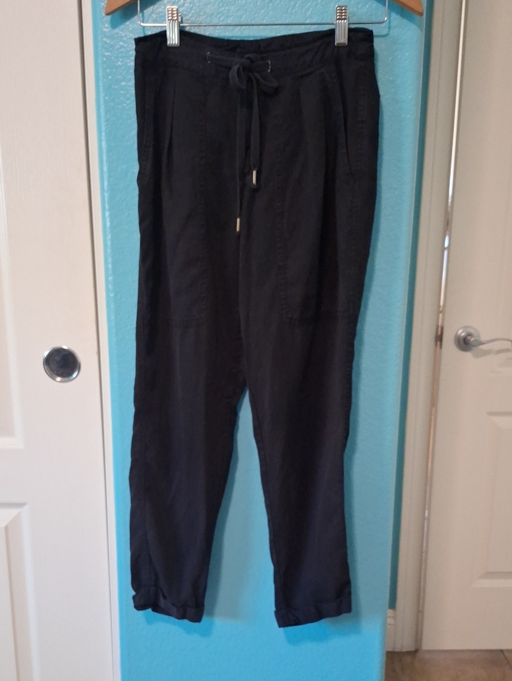 YFB Womens Black Drawstring Casual Pants- TENCEL